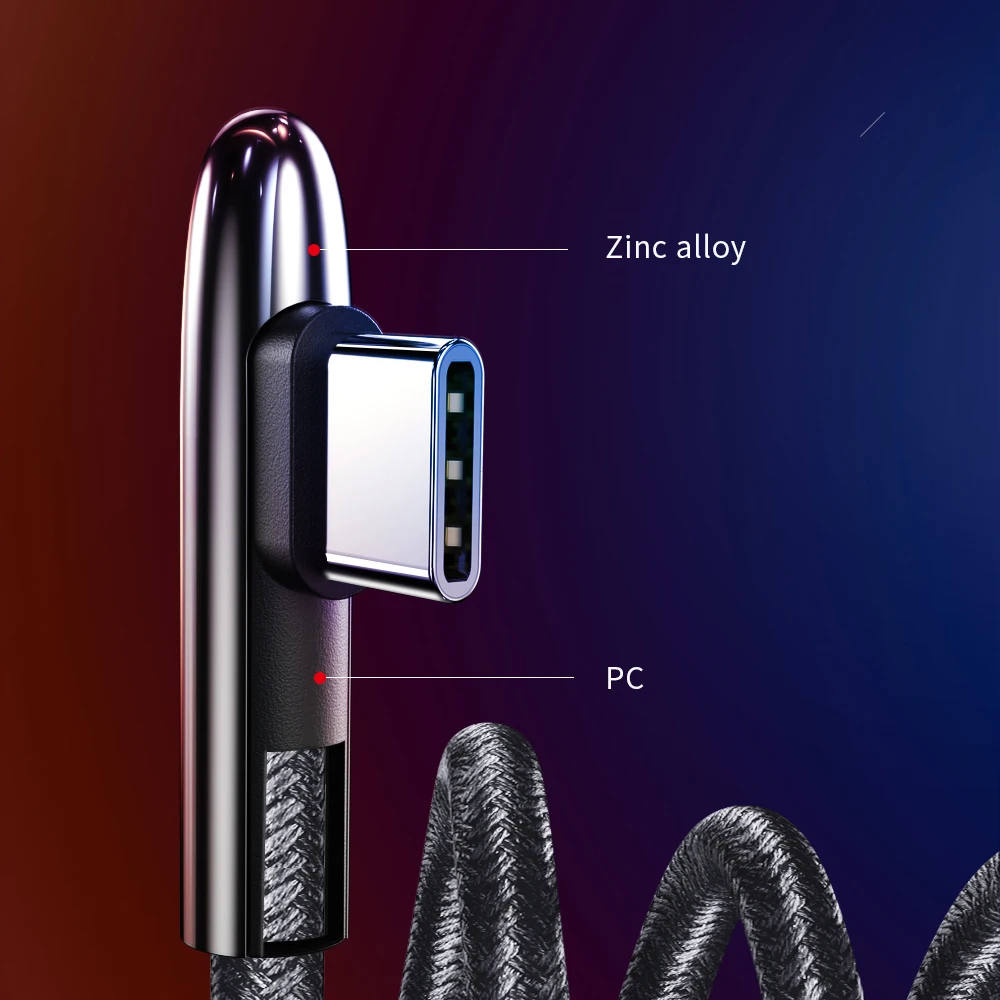 Essager 90 градусов usb type C кабель для samsung S10 Xiaomi K20 Oneplus 7 Pro 6t 3A Быстрая зарядка USBC type-C шнур USB-C зарядное устройство
