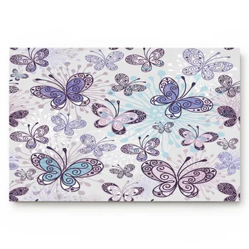 

Butterfly Purple Flower Illustration Bath Rugs Non-Slip Doormat Door Mat Bathroom Accessories