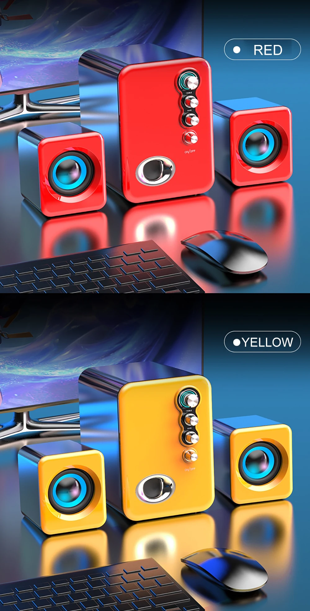 Computer Audio USB 2.1 Multimedia Bluetooth Overweight Subwoofer Desktop Home Speaker Wired Universal Audio