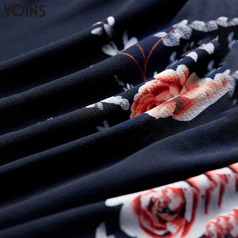 YOINS/богемное мини-платье с цветочным принтом, открытыми плечами, поясом, высокой талией и воланами на подоле, женские сарафаны больших размеров, Платья Vestidos