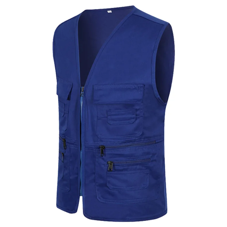 Куртка без рукавов хаки Рабочий жилет мужская одежда мужская охота на открытом воздухе волонтерский инструмент жилет для мальчиков повседневные топы больших размеров 3xl - Цвет: Blue