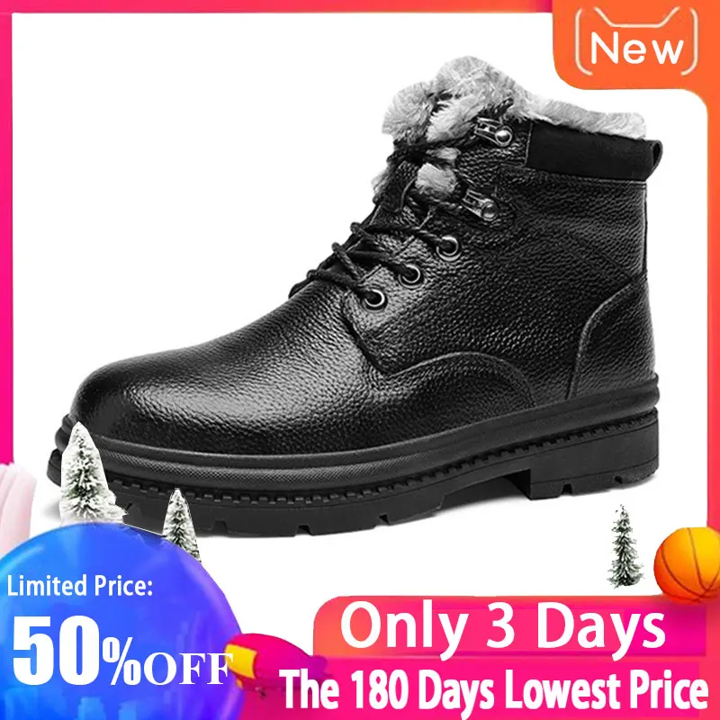 

High Quality Genuine Leather Men Boots Winter Waterproof Ankle Boots Men's Boots Outdoor Working Snow Boots Men Shoes