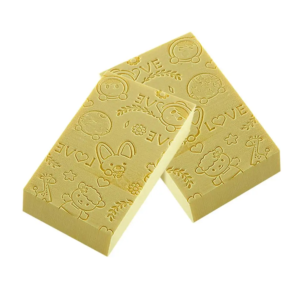 Yellow 2 шт. губка для ванны с мультяшным принтом, скраб для душа, Очищающий скраб для ванны, красота, уход за кожей, губка для чистки лица, подушки для спа и xs - Цвет: Yellow
