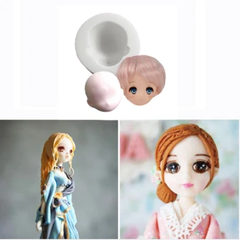 

3D Girl Princess Face Lady Head Cake Mold Doll Head Cake Chocolate DIY Decor Silicone Cute Doll Face Fondant Mold