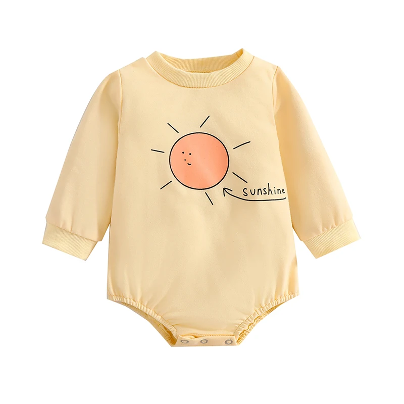 024m Cute Newborn Baby Boy Long Sleeve Print Cotton Sweatshirt Romper