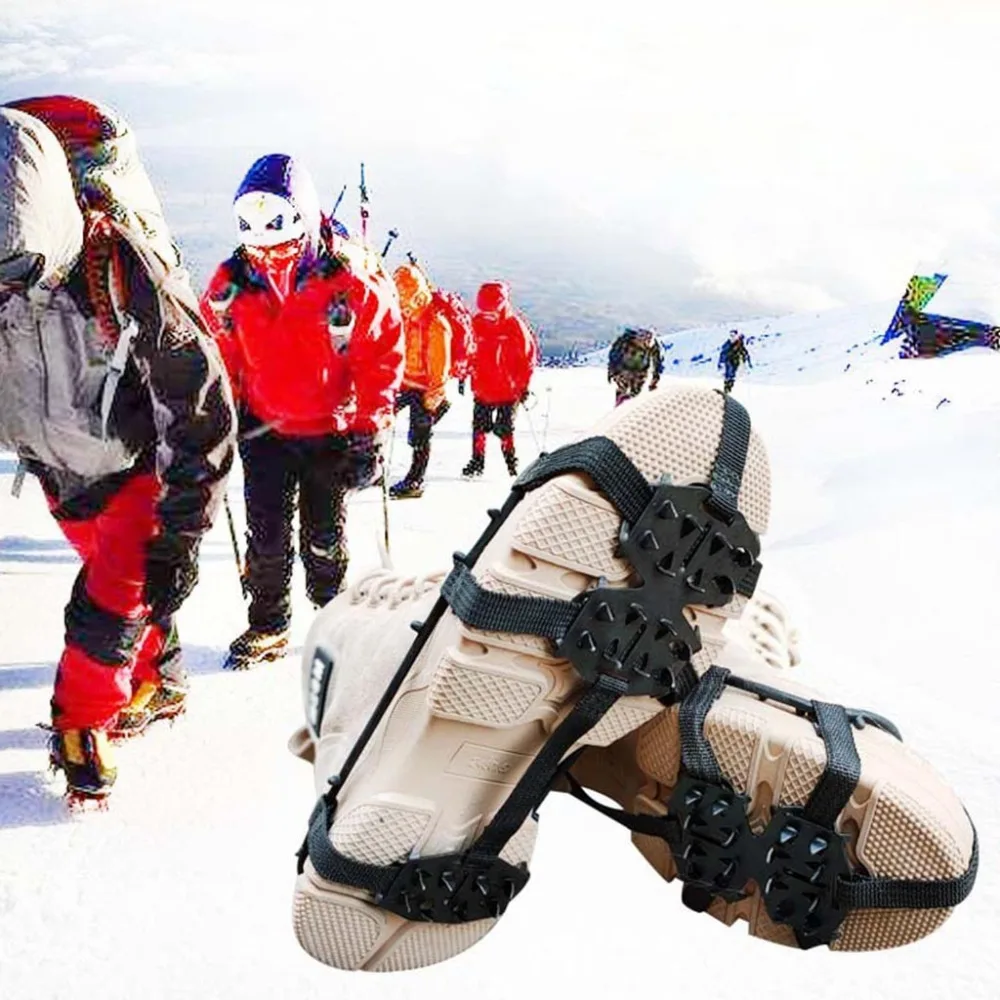24-Teeth Sports Anti-Slip Ice Cleats Shoe Boot Grips Crampon Chain Spike #4D03 (19)