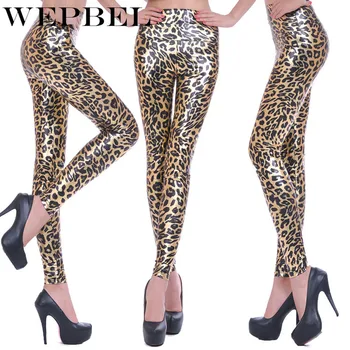 

WEPBEL Women Pants Fashion High-waist PU Leather Faux Leather Legging Pencil Pants Skinny Leggings