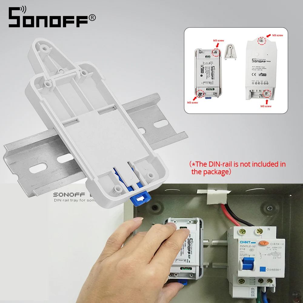 Держатель SONOFF DR DIN Tray Rail для чехла регулируемая работа с Basic/RF/TH10/TH16/POW/DUAL/POW R2