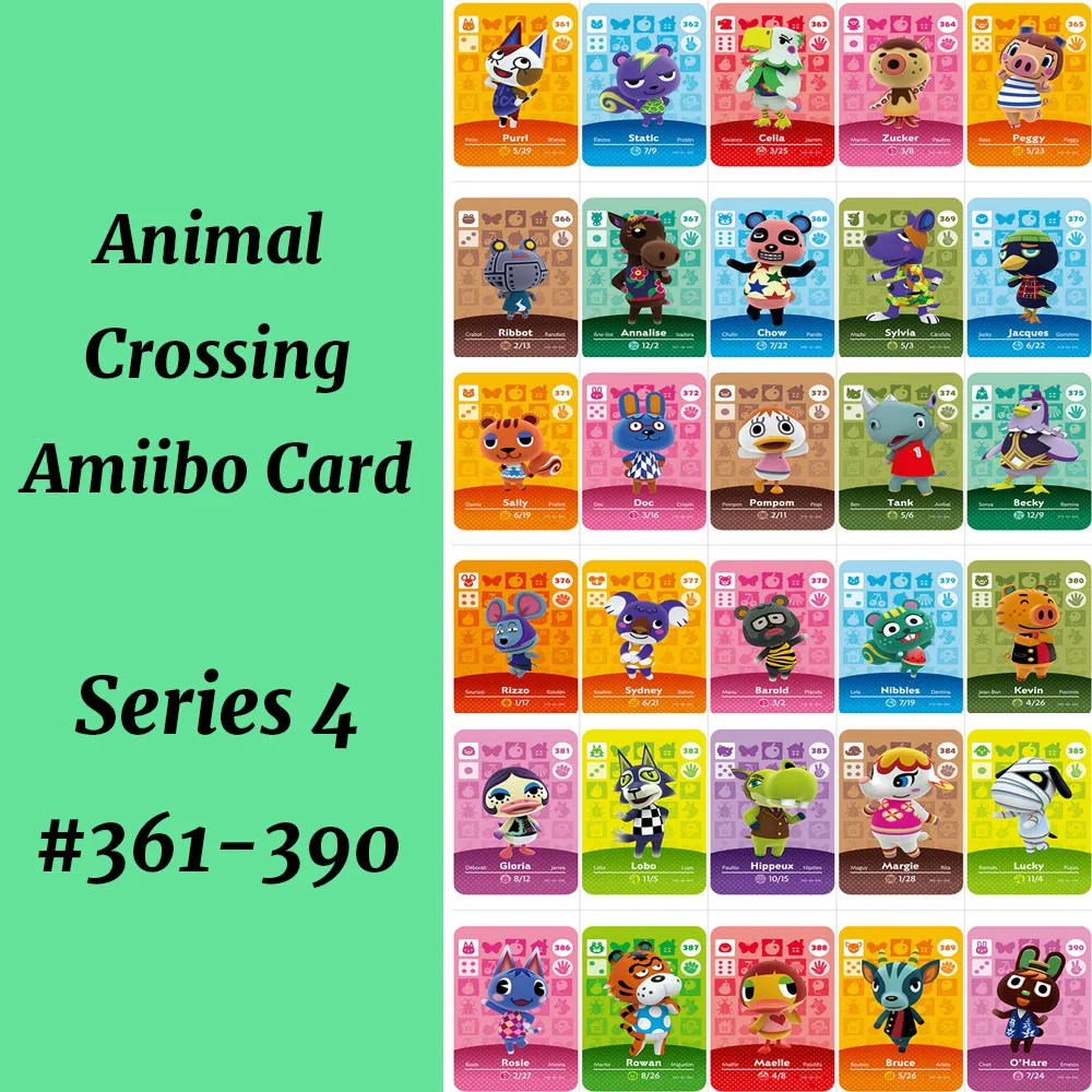 NS Amiibo Card Series 4 (361 390) карта для скрещивания животных ДЛЯ игр Lucky Zucker|Карты контроля