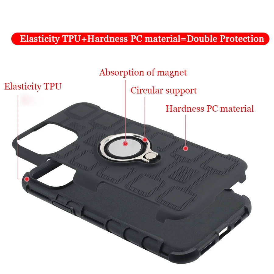 For iphone 11 Pro Max 7 8 6 6S Plus Case Luxury Magentic Ring Silicone Phone Case for iphone X XR XS Max Shockproof Holder Cases