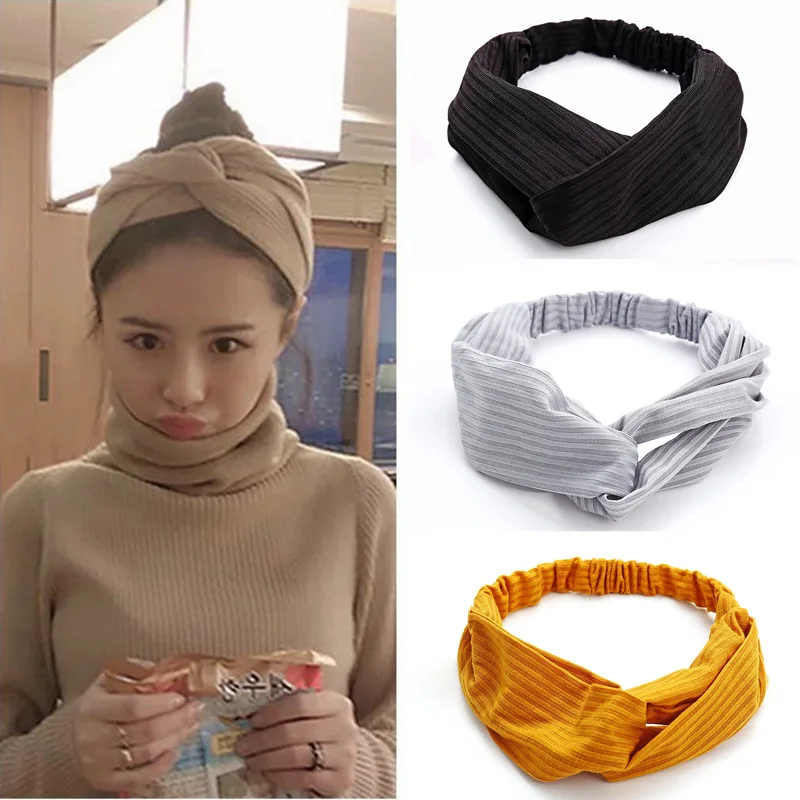 Fashion Winter Headband For Women Elegant Top Knot Head Wrap Turban Headbands Candy Color Hair Accessory