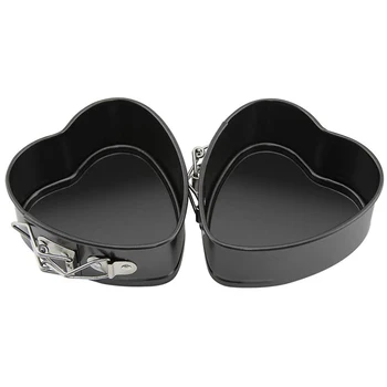 

2 Pack Pan Non-Stick Carbon Steel Baking Tray Mini Cake Baking Tray with Removable Bottom and Buckle 4 Inch Black