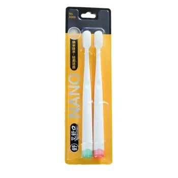 

2 Pcs/set Adult Nano Toothbrush Ultra-fine Soft Hair Brush Small Head Portable Travel Couple Q81B