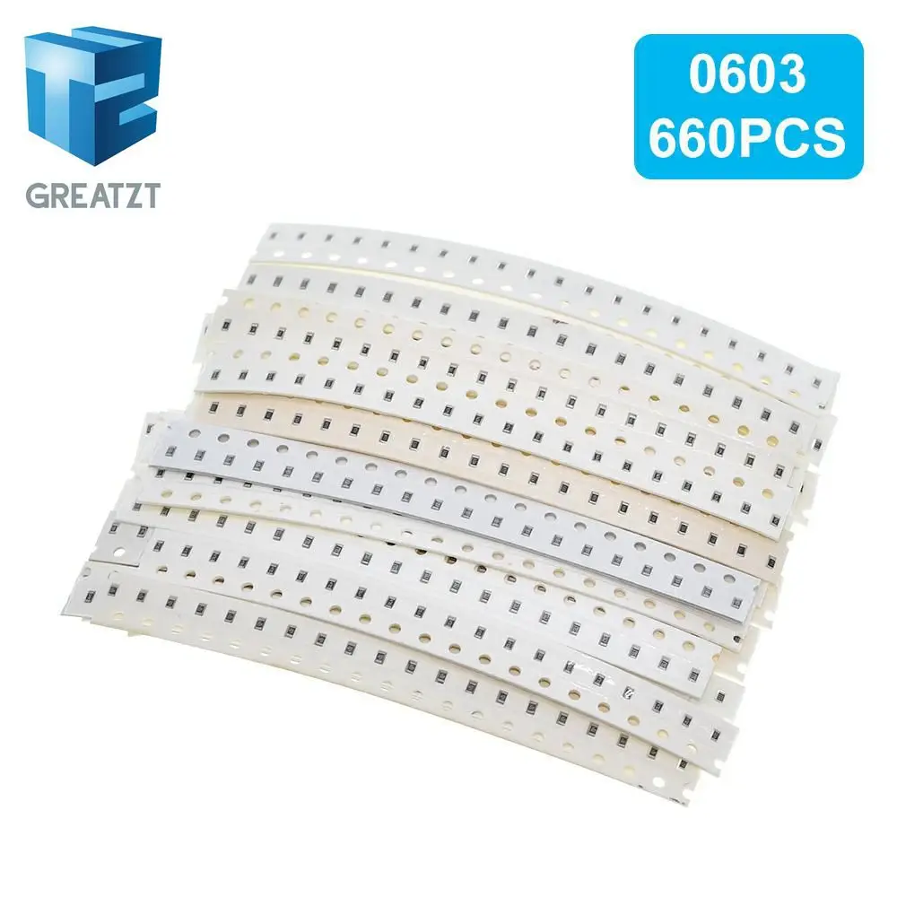 Набор резисторов GREATZT 0603 0805 1206 SMD разные комплекты 1 Ом 1М 1% 33 значения 20 шт. = 660