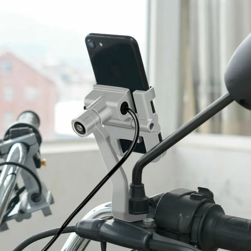 Мотоцикл руль зеркало металлический держатель телефона для USB зарядное устройство сотового телефона