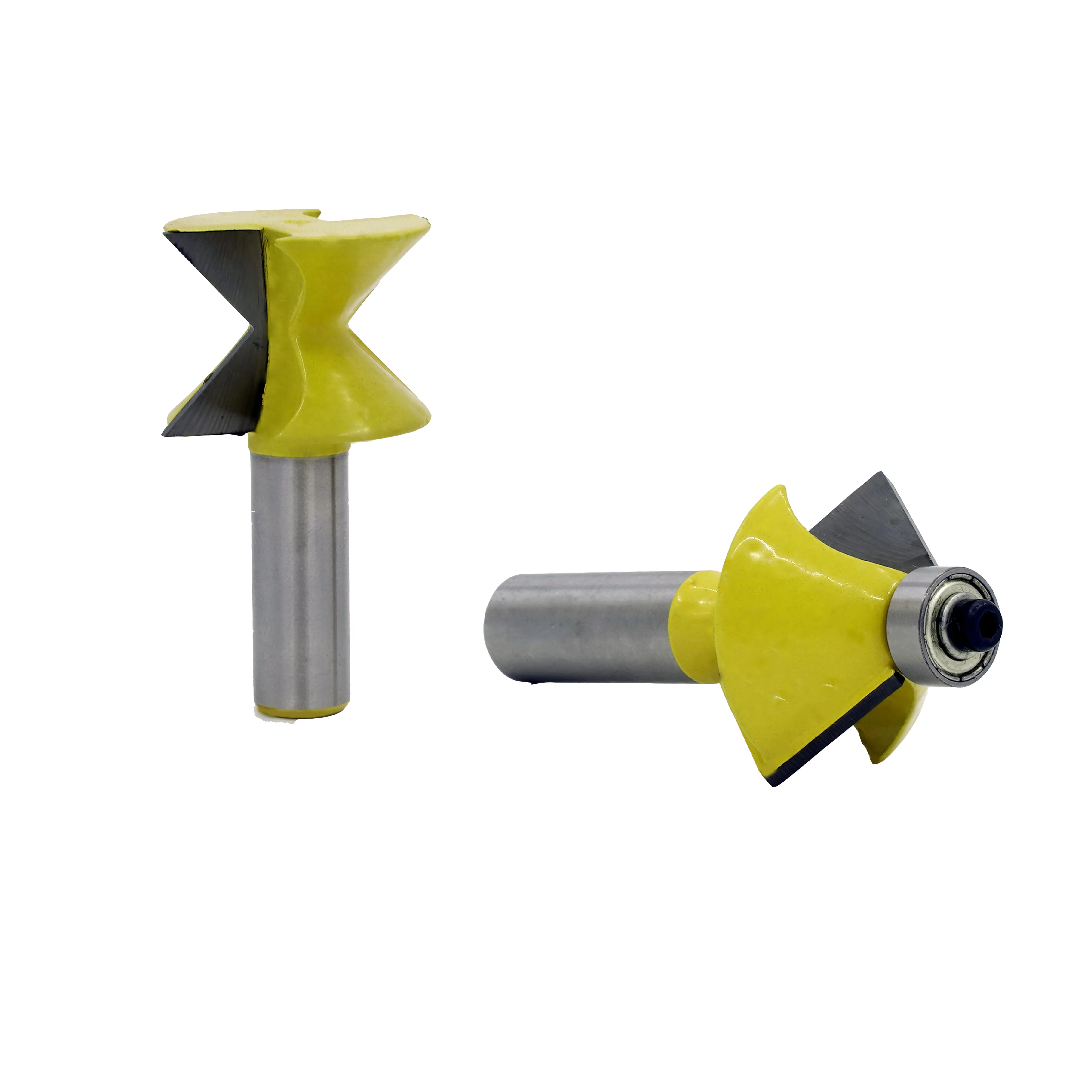 2pcs 1/2" Shank 90 Degree V design Tingue Groove Edge Banding Router Bit Set Plate Splicing Woodworking Milling Cutter