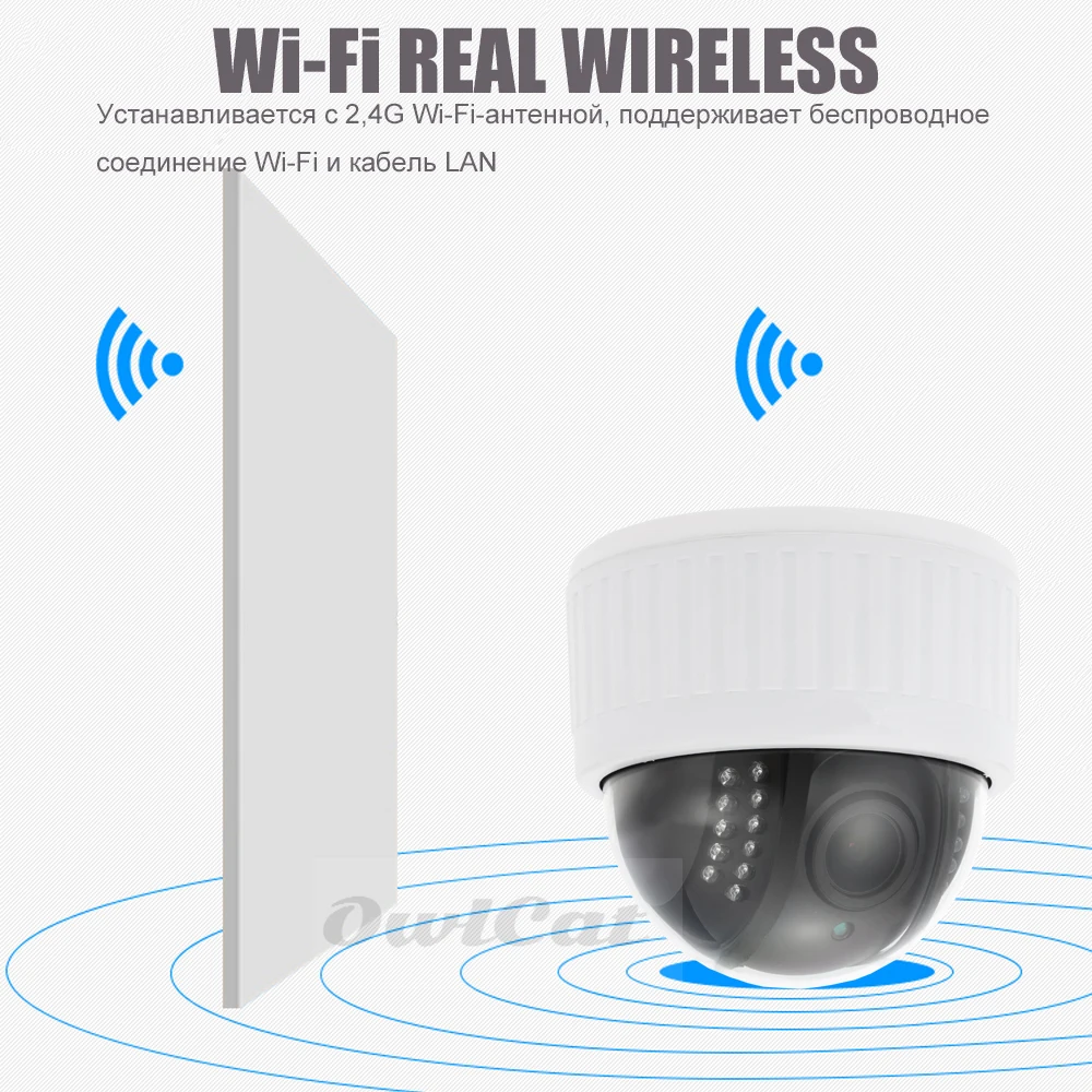Купольная IP камера OwlCat HD 2 Мп 5 МП PTZ Wi Fi кратный зум объектив 7 13 мм аудио/микрофон
