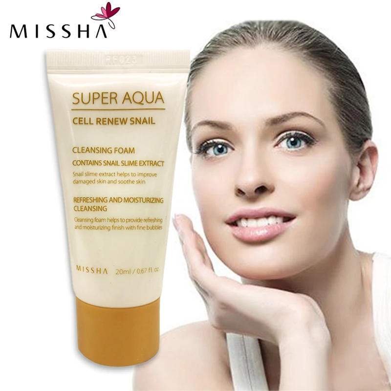 Missha Super Aqua Cell обновленная улитка очищающая пена 20 мл Очищение лица дорожное
