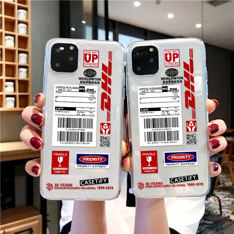 Ins Горячая продажа этикетка DHL шаблон Мягкий ТПУ чехол для телефона IPhone 12 11 Pro Max 7 8