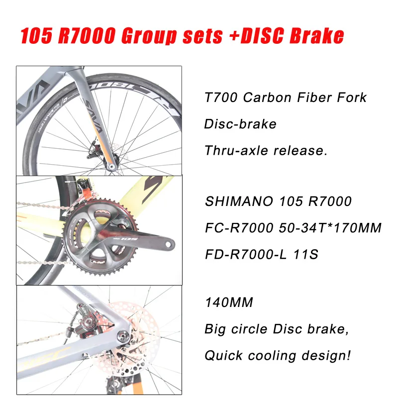 SAVA шоссейный велосипед карбоновый 700c с SHIMANO 105 R7000 и дисковым тормозом|Велосипед| |