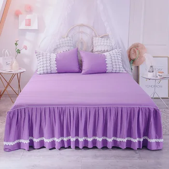 

Purple Bedding Set Cubre Cama Bed Sheets Pillowcases Princess Style King Size Bed Cover Colchas Para Cama Comfortable Bedspread