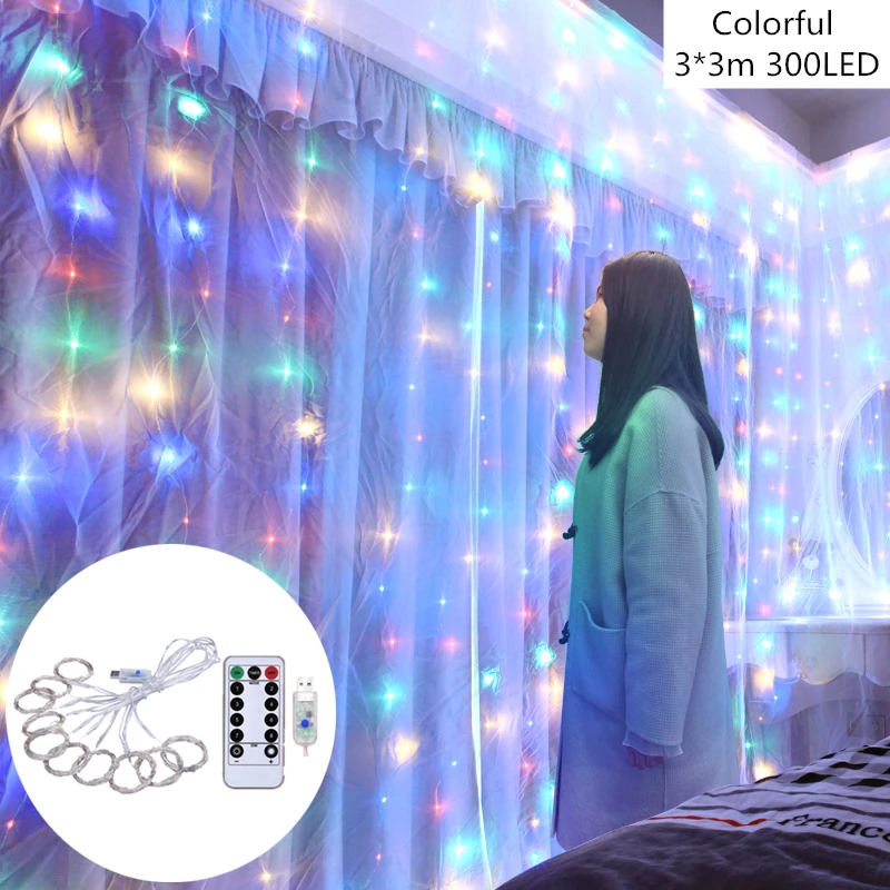 087-Colorful Светильник VOILEY USB для занавесок, новогодний и Рождественский Декор для дома, подвесная гирлянда, украшение для рождественской елки, Navidad, рождественский подарок - Цвет: 087-Colorful