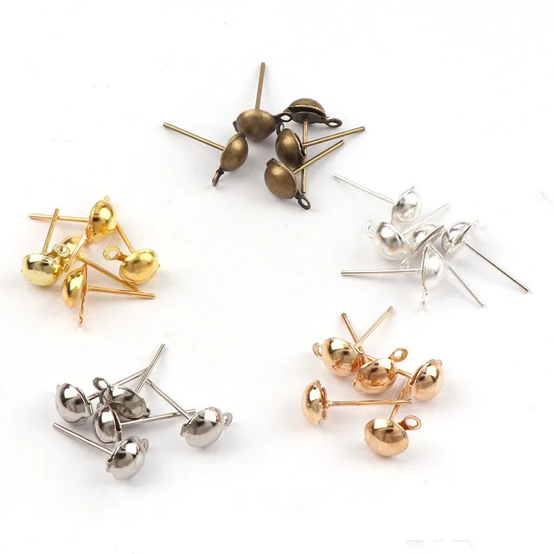 

50pcs/lot 3/4/5mm 6 Colors Pin Findings Stud Earring Basic Pins Stoppers Connector For DIY Jewelry Making Accessories Supplies