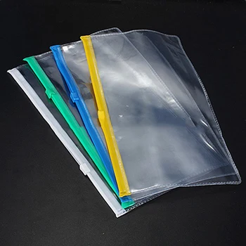 

1PC A6 Paper File Folder Waterproof Transparent PVC Zipper Bag File Folder Document Filing Bag Stationery Bag