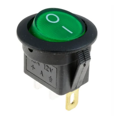 Pushbutton switch ON/OFF Round Rocker Switch LED illuminated Car Dashboard Dash Boat Van 12V Waterproof cap - Цвет: 12V-Green