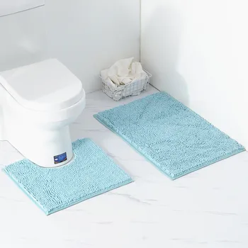 

Inya Plush Chenille Bathroom Bath Mat Set Toilet Carpet Set Non-slip Rug Set Toilet Lid Cover Shower Room Rug microfibre bathmat