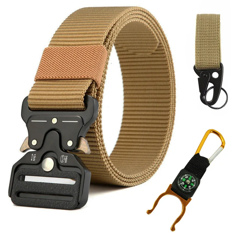 Khaki 2 buckle 2 MEDYLA тактический ремень военный высококачественный нейлоновый мужской тренировочный ремень с металлической пряжкой Уличный спортивный ремень с крюком армейские ремни - Цвет: Khaki 2 buckle 2