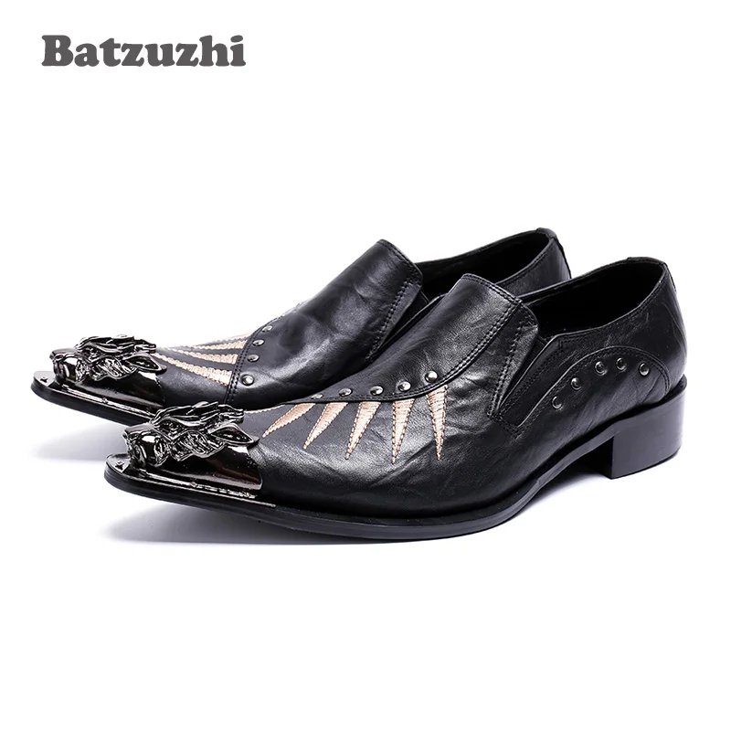 

Batzuzhi Japanese Type Men Shoes with Metal Tip Genuine Leather Dress Shoes Men Black Business Oxford Flats Male Zapatos Hombre
