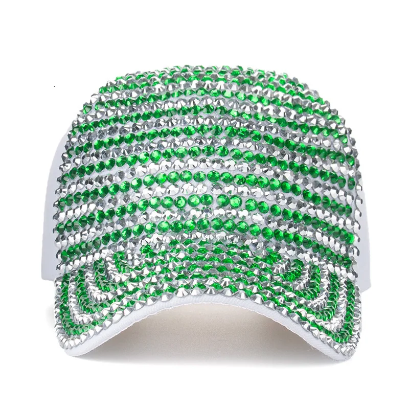 /// Taobao Thousand Diamond White Green Point Drill Full Cotton Baseball Hat B388