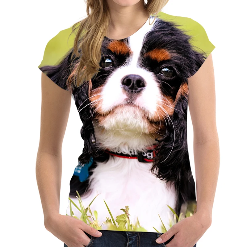 

Pets Cavalier King Charles Print Women Short Sleeve T Shirt Summer soft Casual Tshirt for Girls Ladies Fashion Tops Tee