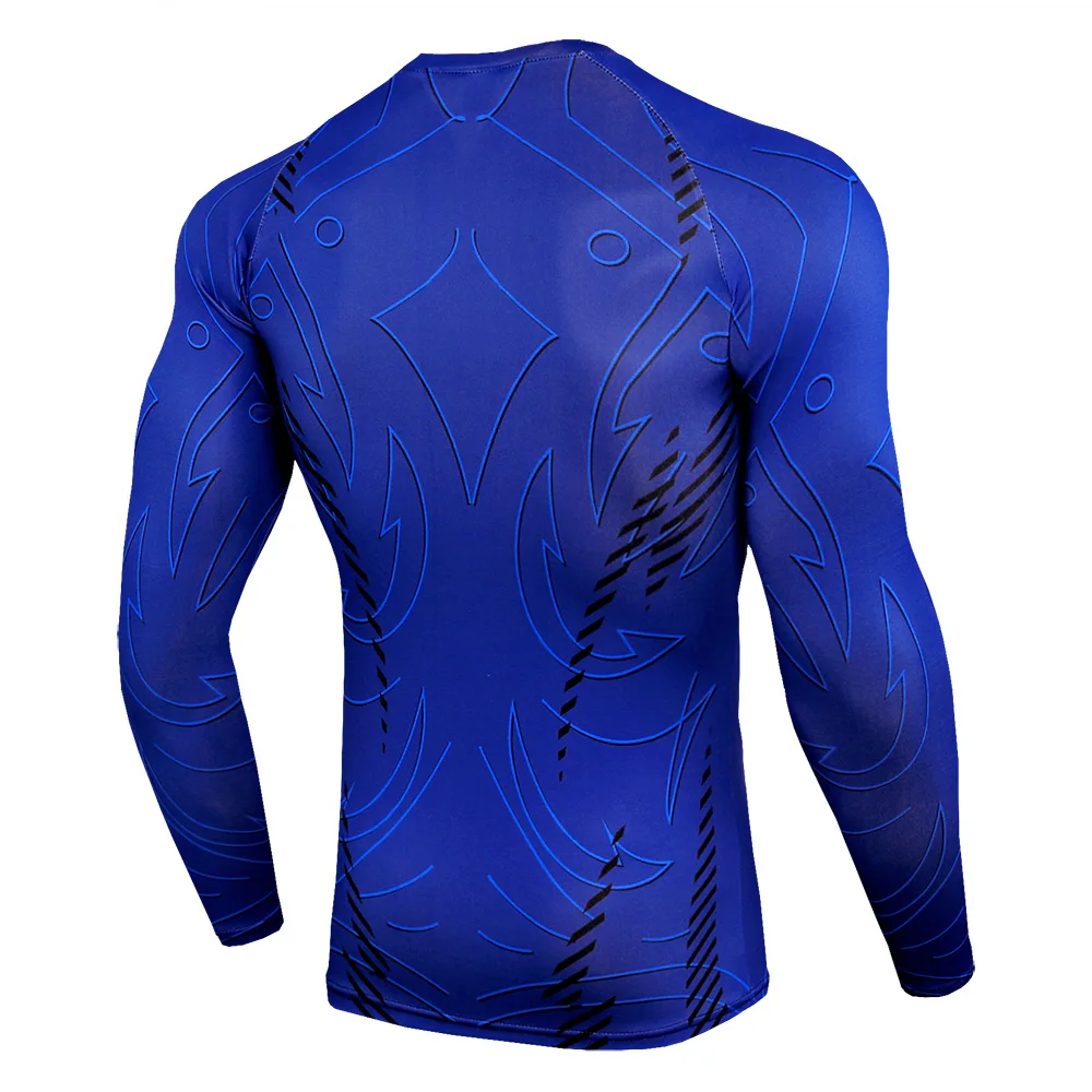 Mens Compression Sets Tshirt Men Bodybuilding Tracksuit Elastic Gyms T Shirt Long Sleeve Tops Fitness Workout Tight Shirts Men