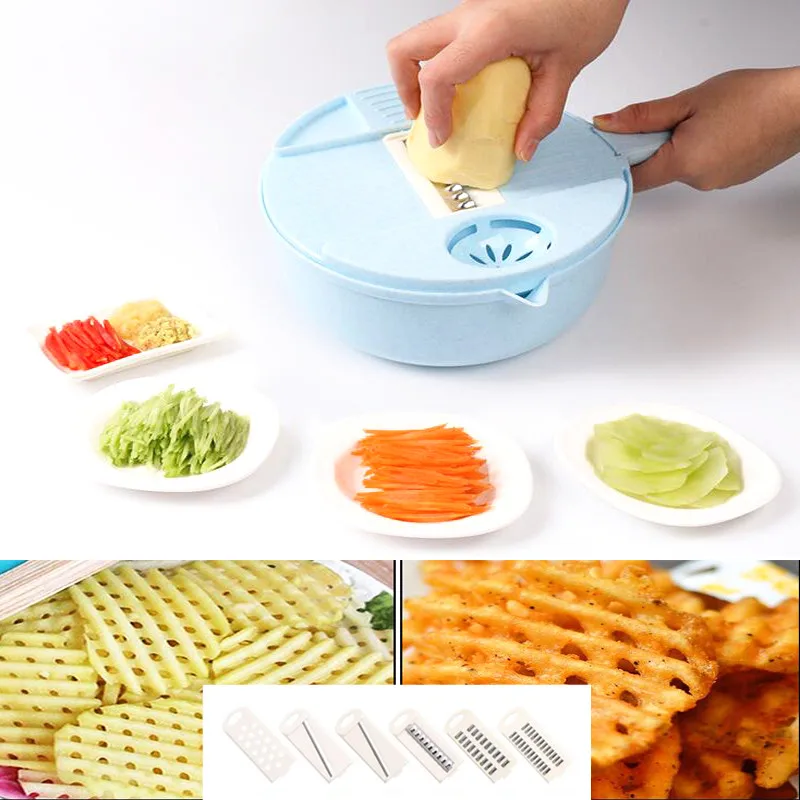 

Kitchen Slicer Vegetable Slicer Potato Peeler Carrot Onion Grater with Strainer Vegetable Cutter 8 in 1 Kitchen Accessories
