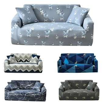 

Nordic White Flowers Grey Stitching Sofa Cover Slipcover Stretch Elastic Spandex/Polyester Chair Loveseat L Shape Sofa Protector