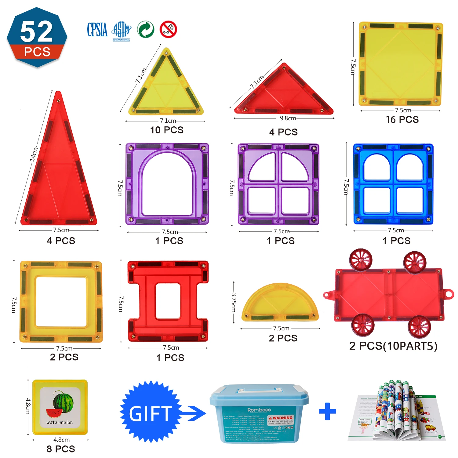 Romboss Big Size Magnetic Designer Construction Magnets Building Blocks Sets DIY Tiles Toys for Children Free Shipping | Игрушки и хобби