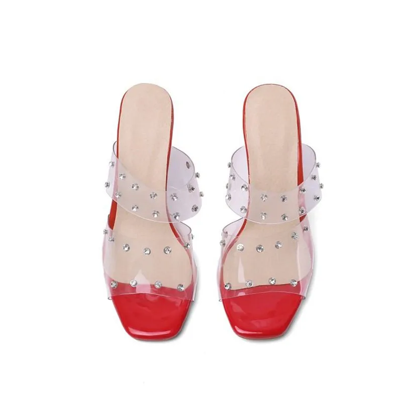 Size 30-48 Thin High Heels Half Slippers 2020 Summer New Women's Shoes Slides Sexy Gladiator Transparent Sandals Shoes For Woman (6)