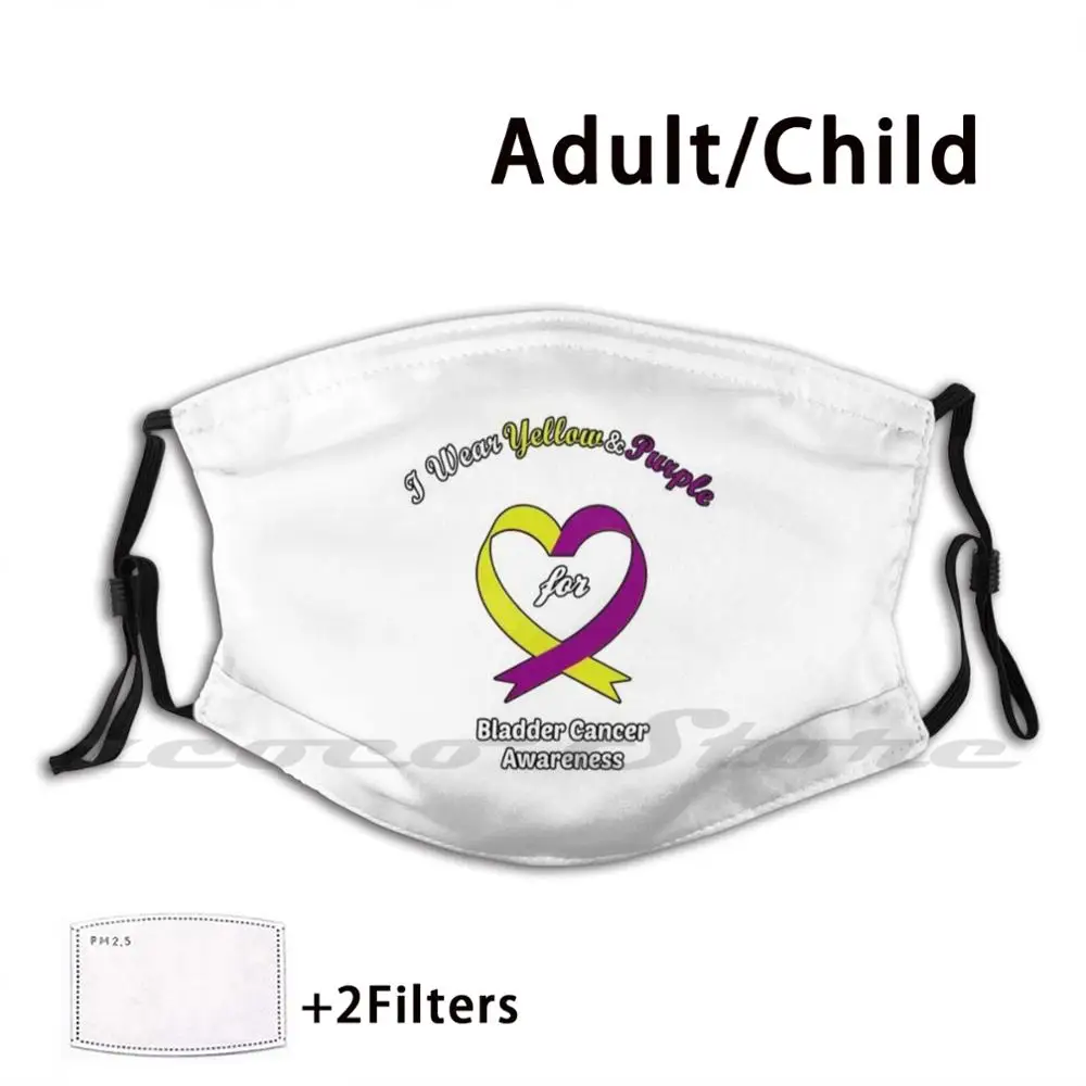 

Я ношу желтую и фиолетовую маску для осознания Рака Мочевого Пузыря для взрослых детей, моющийся фильтр Pm2.5 с логотипом, креативный рак мочевого пузыря