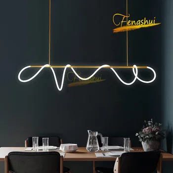 

Modern LED Notes Pendant Lights Lighting Nordic Minimalist Line Pendant Lamp LOFT Restaurant Hotel Living Room Ring Hanging Lamp