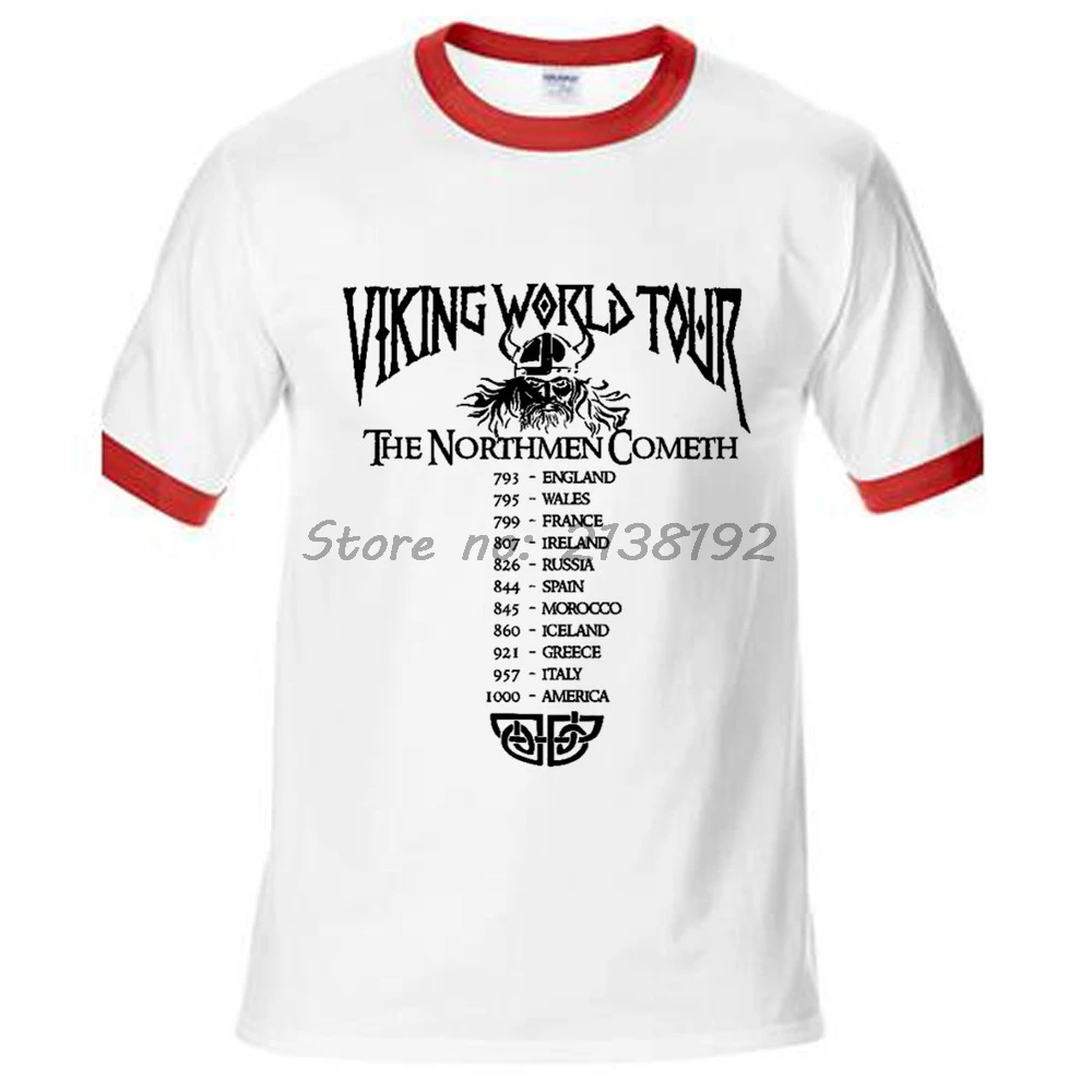 same as picture VIKING WORLD TOUR Хлопковая мужская футболка брендовая модная футболка мужские топы ODIN THOR RAGNAR NORGE VALHALLA - Цвет: same as picture