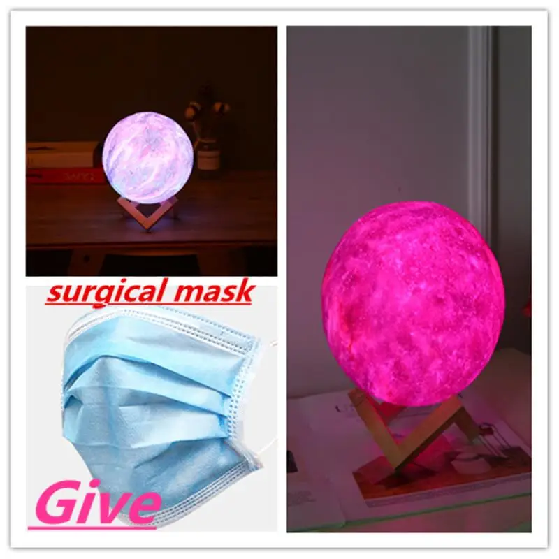 Creative Gift 3D printing star and moon lamp colourful change tactile decorator gift creative USB LED