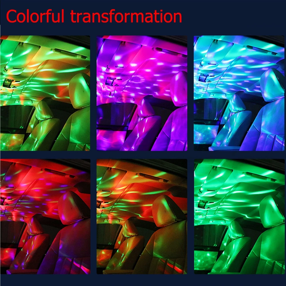 Автомобильная светодиодная автомобильная лампа USB окружающий светильник DJ RGB Мини Красочный музыкальный звуковой светильник USB-C интерфейс Apple интерфейс для праздников и вечеринок караоке