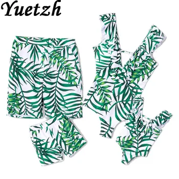 

women girls swimsuit men children swimwear one piece kids swim bahting suits for family matching floral swimming beachwear wear