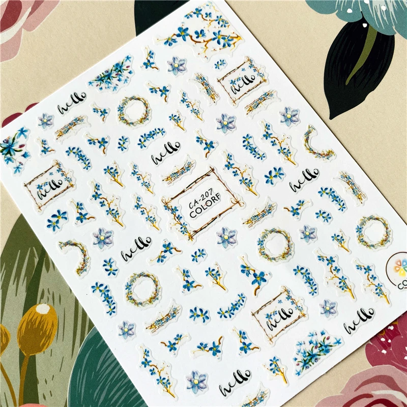 CA-172 to 210 English letters A-Z Flower 3D Back glue Nail decal Nail sticker Nail decoration Nail art Nail tool Nail ornament - Color: CA-207