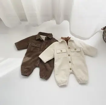 

2019 Wholesale Baby Girls Boys Corduroy Romper Autumn Winter Baby Jumpsuits 0-3 Years PP504