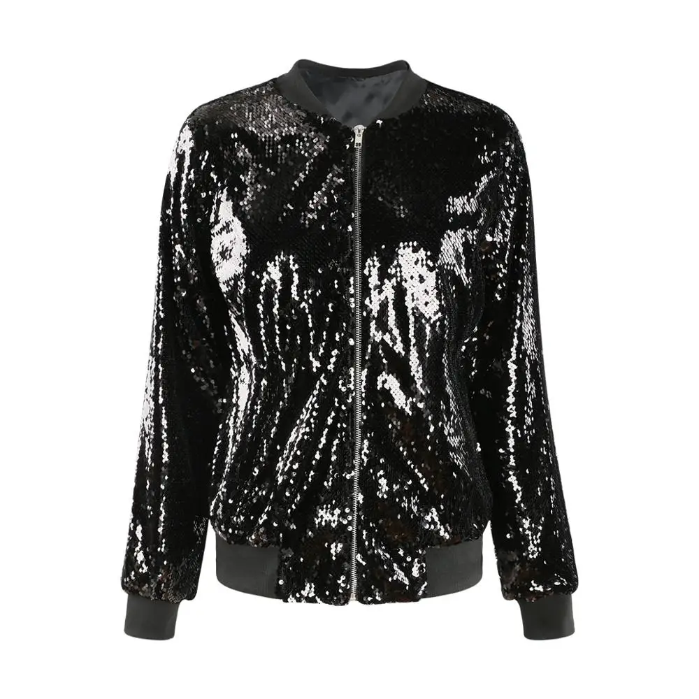 Куртка бомбер HDY Haoduoyi с блестками и круглым вырезом 6 цветов|jacket shine|sequin bomber jacketsequin