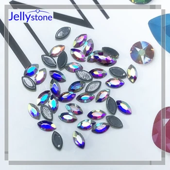 

144PCS 16 Kinds Of Acrylic Rhinestones Eye Shape Crystal AB Flat Back Nail Rhinestone 3D Non HotFix Nail Art Decoration DIY Tool