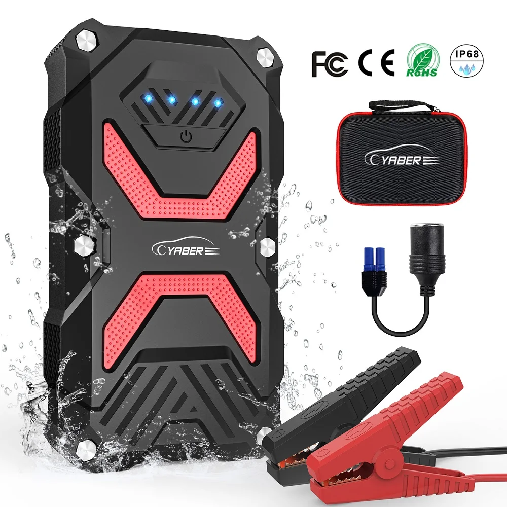 

Yaber 1000A Auto Booster Jump Starter Powerful 13800mAh Power Bank Emergency Car Jump starter Battery Power bank 100PSI Inflate